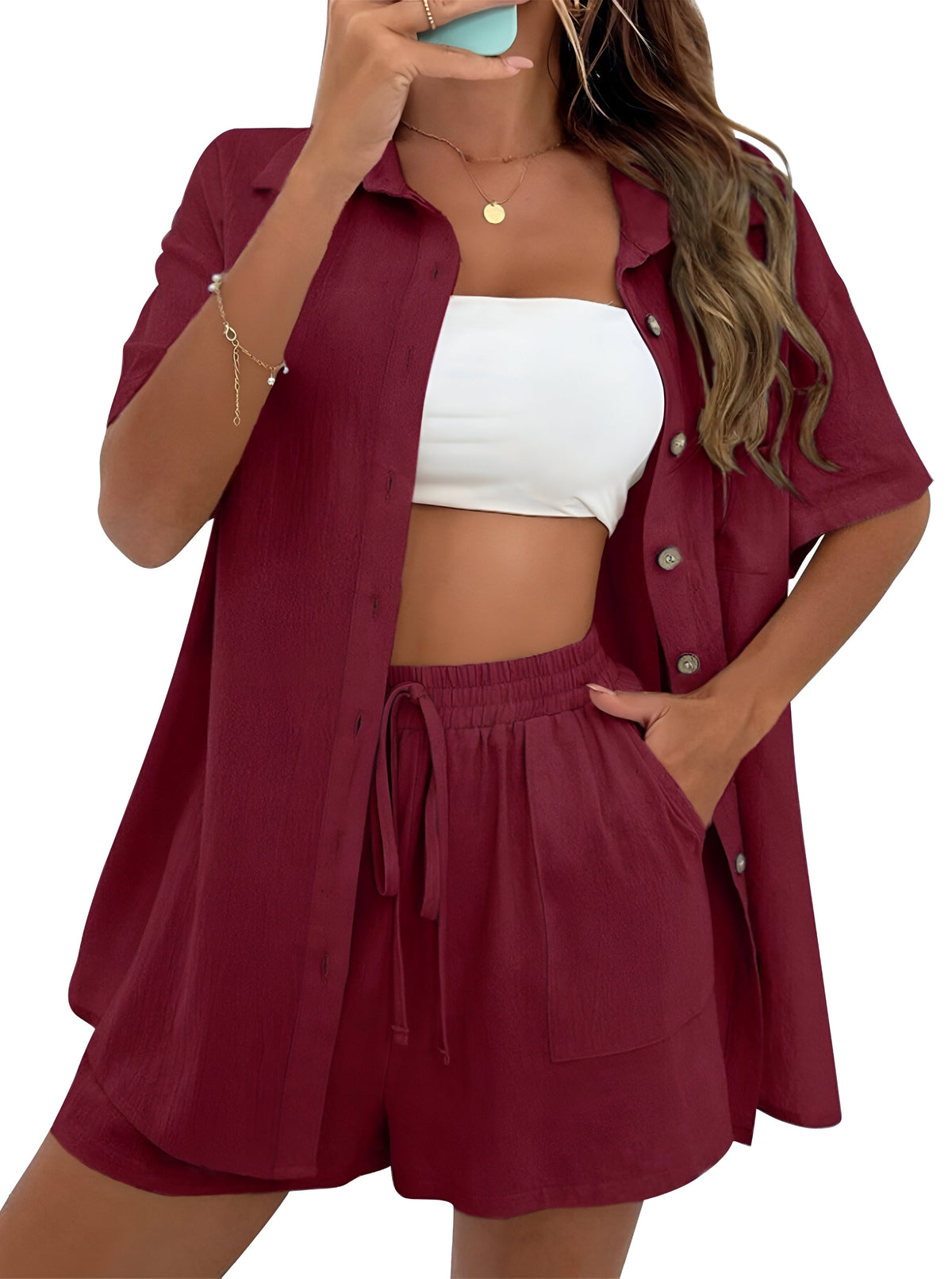 MIRELLE | Luftiges Co-ord Set mit Bluse & Shorts
