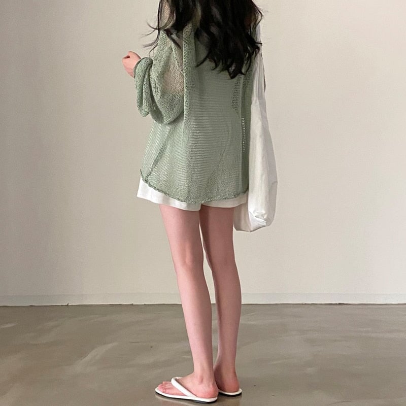 ✨ PASTEL NET KNIT SWEATER