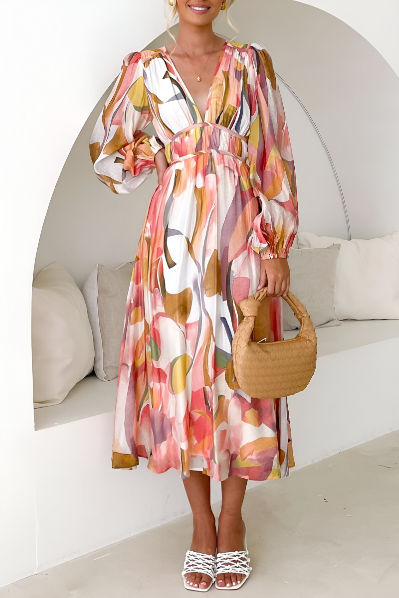 Loes™ | Buntes bauchbedeckendes Kleid