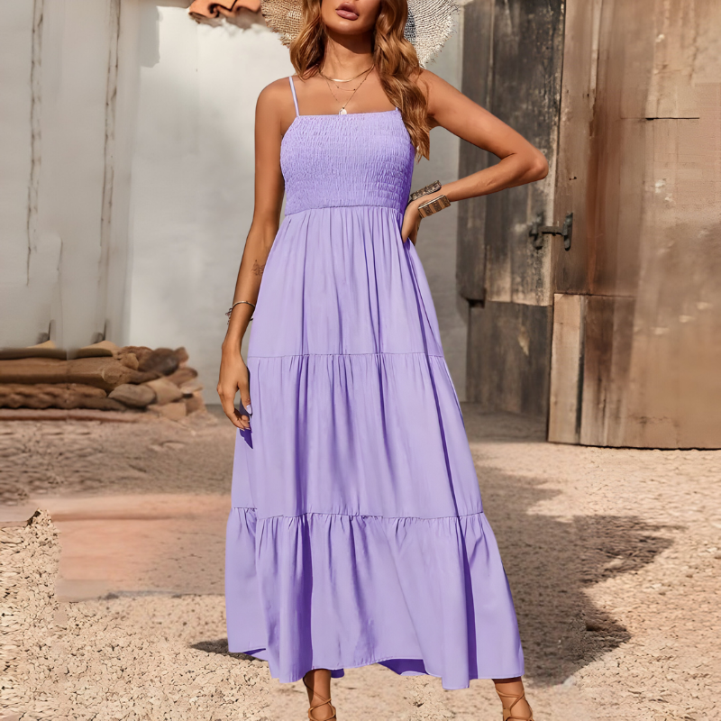 YARA SMOCKED MIDI – Luchtige Midi-jurk