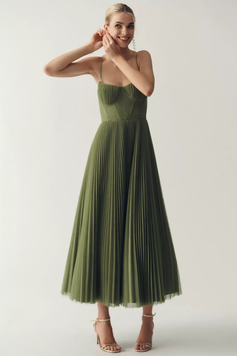 Plissiertes Midikleid