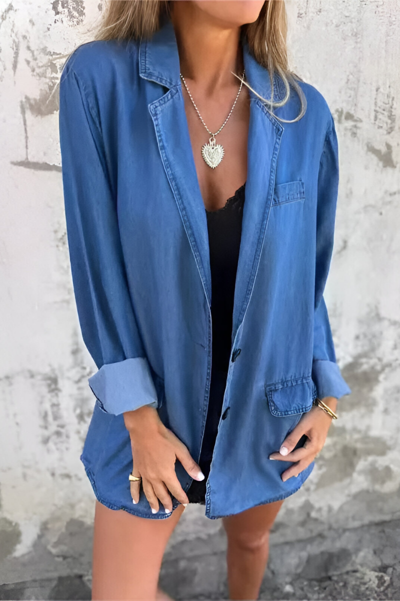 VERA | Denim-Look Oversized Hemd – Tijdloze Stijl voor Elke Gelegenheid