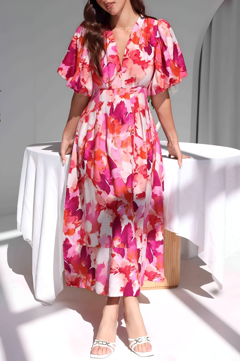 Loes™ | Buntes bauchbedeckendes Kleid