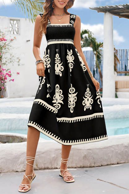SOLEIA | Boho Elastisches Maxikleid mit breiten Trägern – Sommerliches &amp; Luftiges Design
