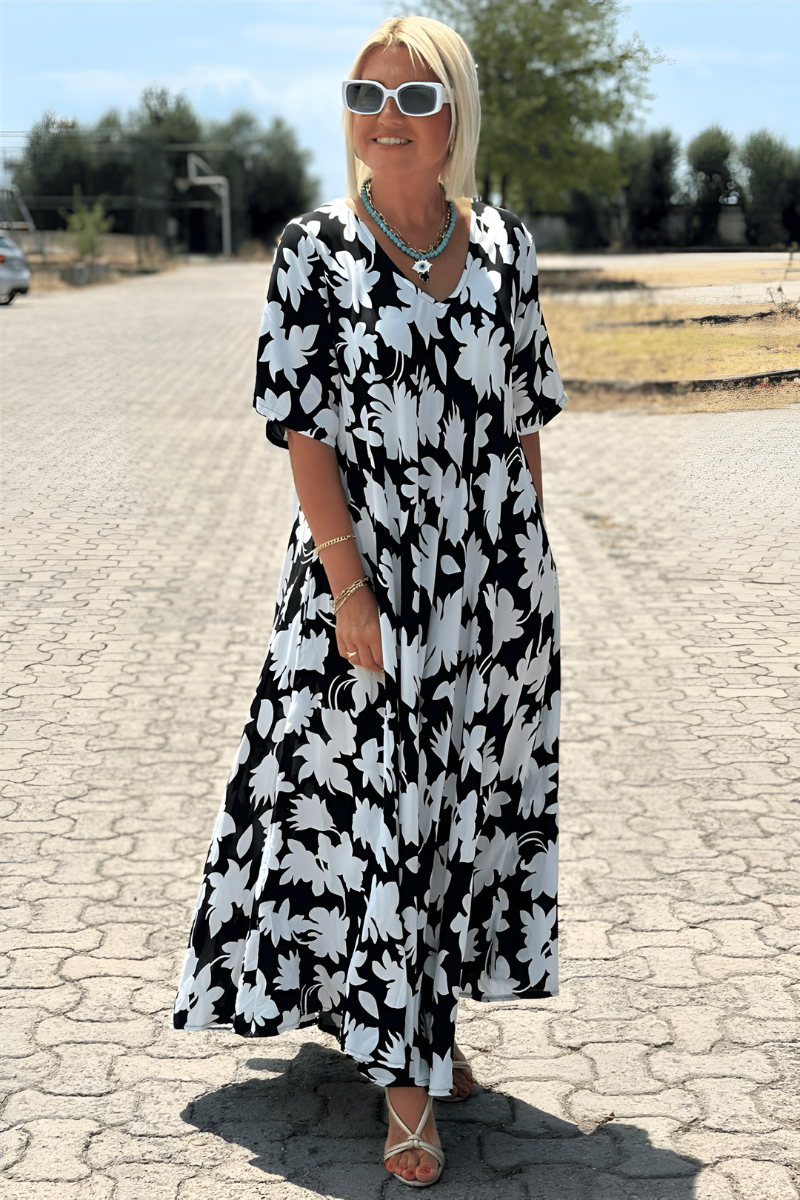 Marits™ | Lässiges Kleid mit Blumenmuster und V-Ausschnitt