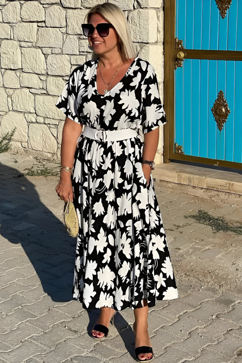 Marits™ | Lässiges Kleid mit Blumenmuster und V-Ausschnitt