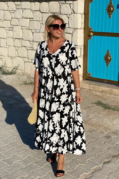 Marits™ | Lässiges Kleid mit Blumenmuster und V-Ausschnitt