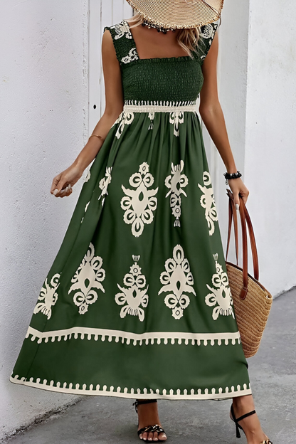 SOLEIA | Boho Elastisches Maxikleid mit breiten Trägern – Sommerliches &amp; Luftiges Design