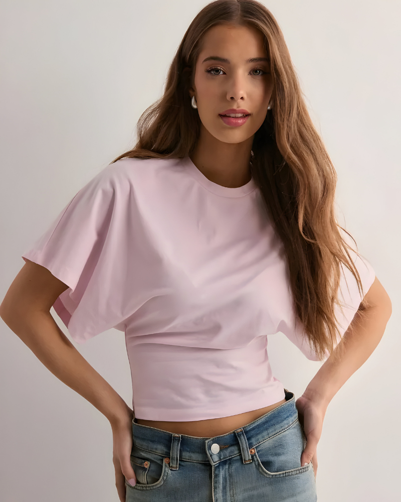 VIVEA | Ronde Hals Top met Brede Mouwen