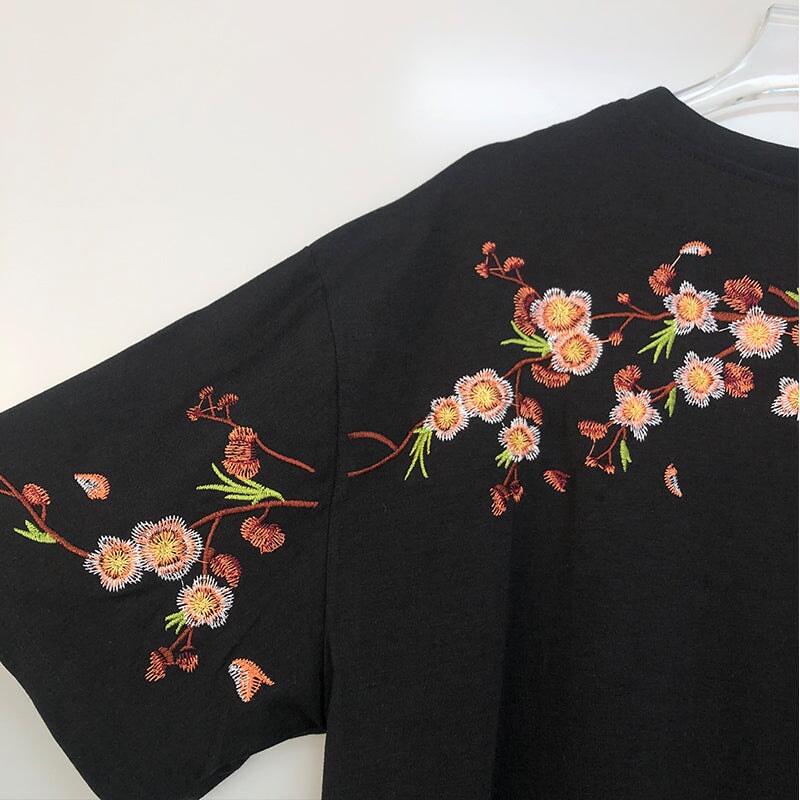Sakura Embroidered Graphic Tee 🌸