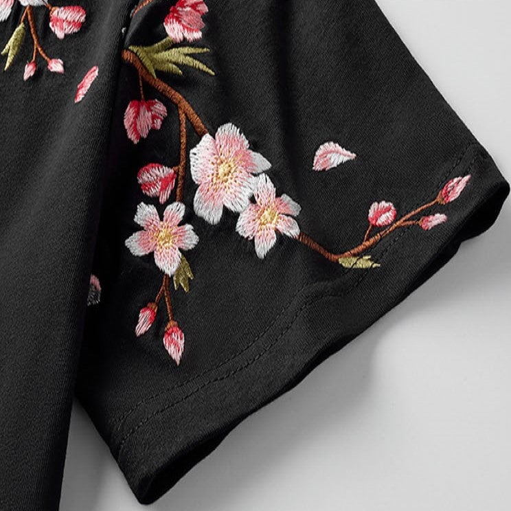 Sakura Embroidered Graphic Tee 🌸