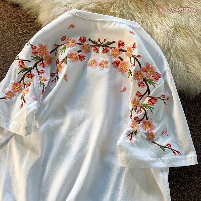 Sakura Embroidered Graphic Tee 🌸