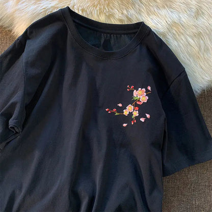 Sakura Embroidered Graphic Tee 🌸