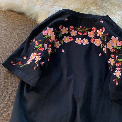 Sakura Embroidered Graphic Tee 🌸