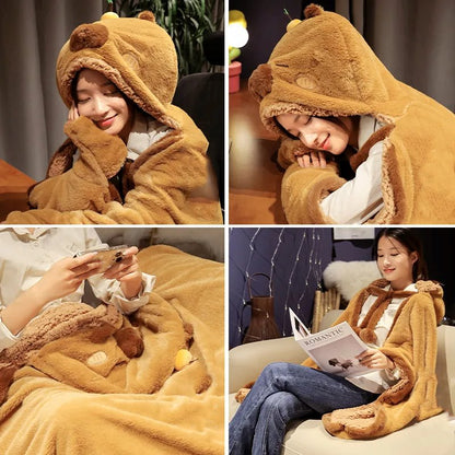 🦫🤎 COZY CAPYBARA BLANKET HOODIE
