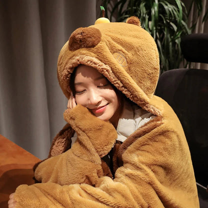 🦫🤎 COZY CAPYBARA BLANKET HOODIE