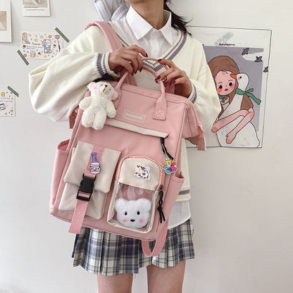 Large Pastel Waterproof Backpack Handbag 🎒💗