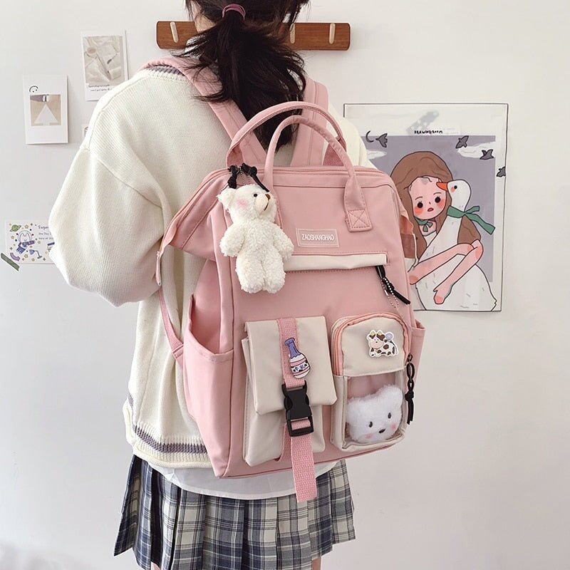 Large Pastel Waterproof Backpack Handbag 🎒💗