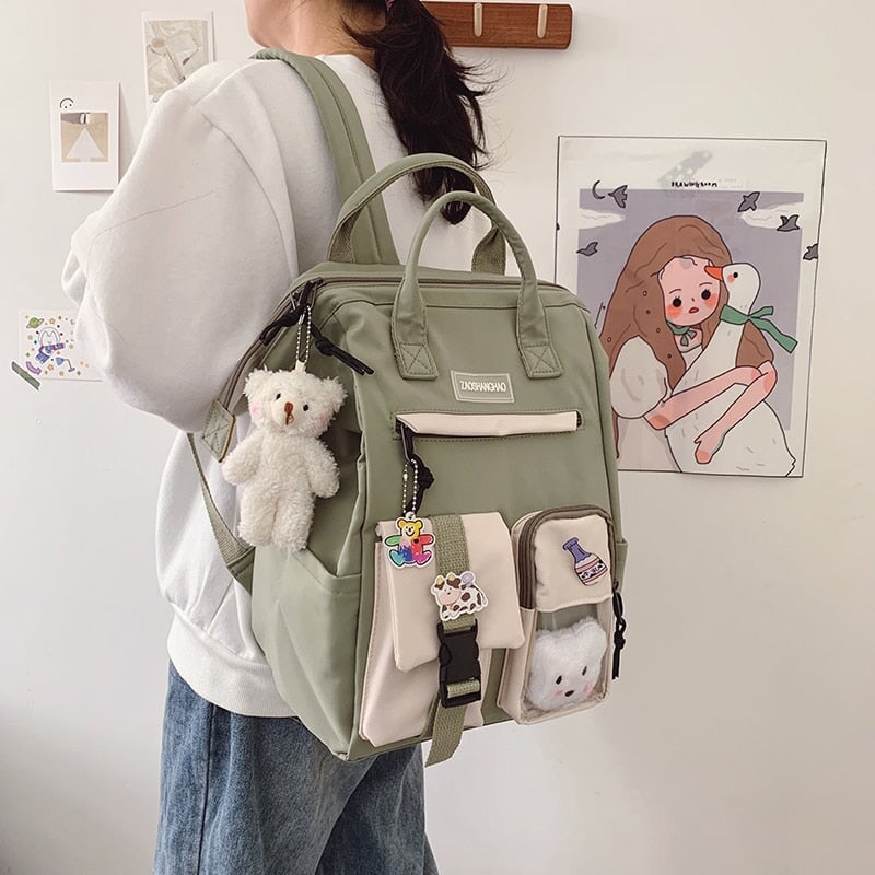 Large Pastel Waterproof Backpack Handbag 🎒💗