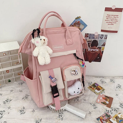 Large Pastel Waterproof Backpack Handbag 🎒💗