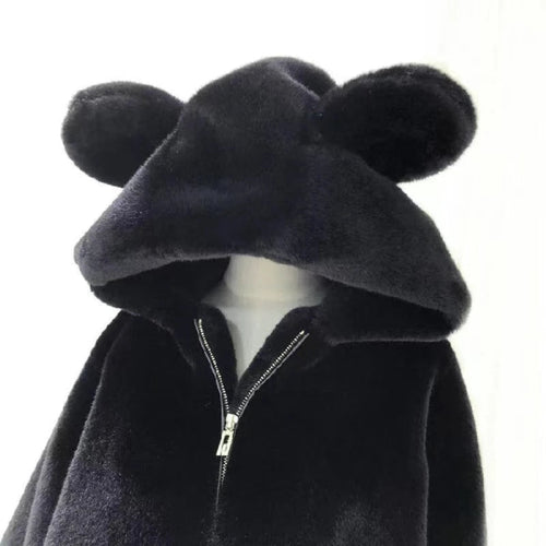 🐻🤎 BEAR FAUX FUR HOODED COAT