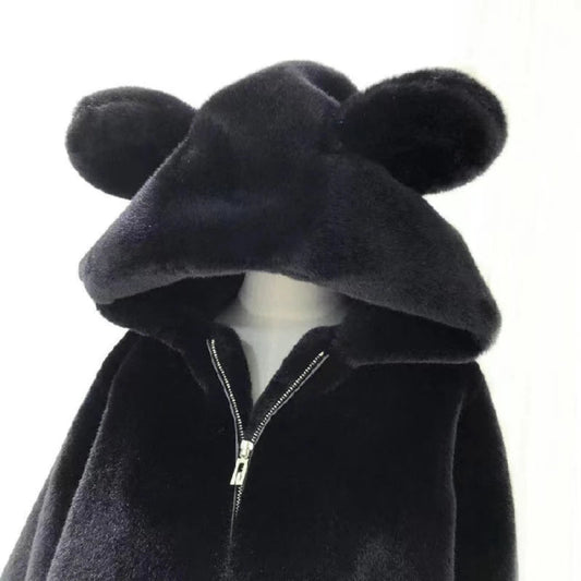 🐻🤎 BEAR FAUX FUR HOODED COAT