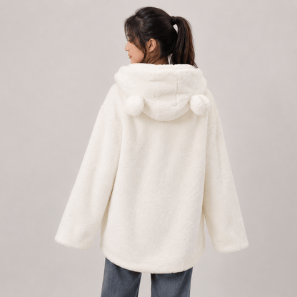 🐻🤎 BEAR FAUX FUR HOODED COAT