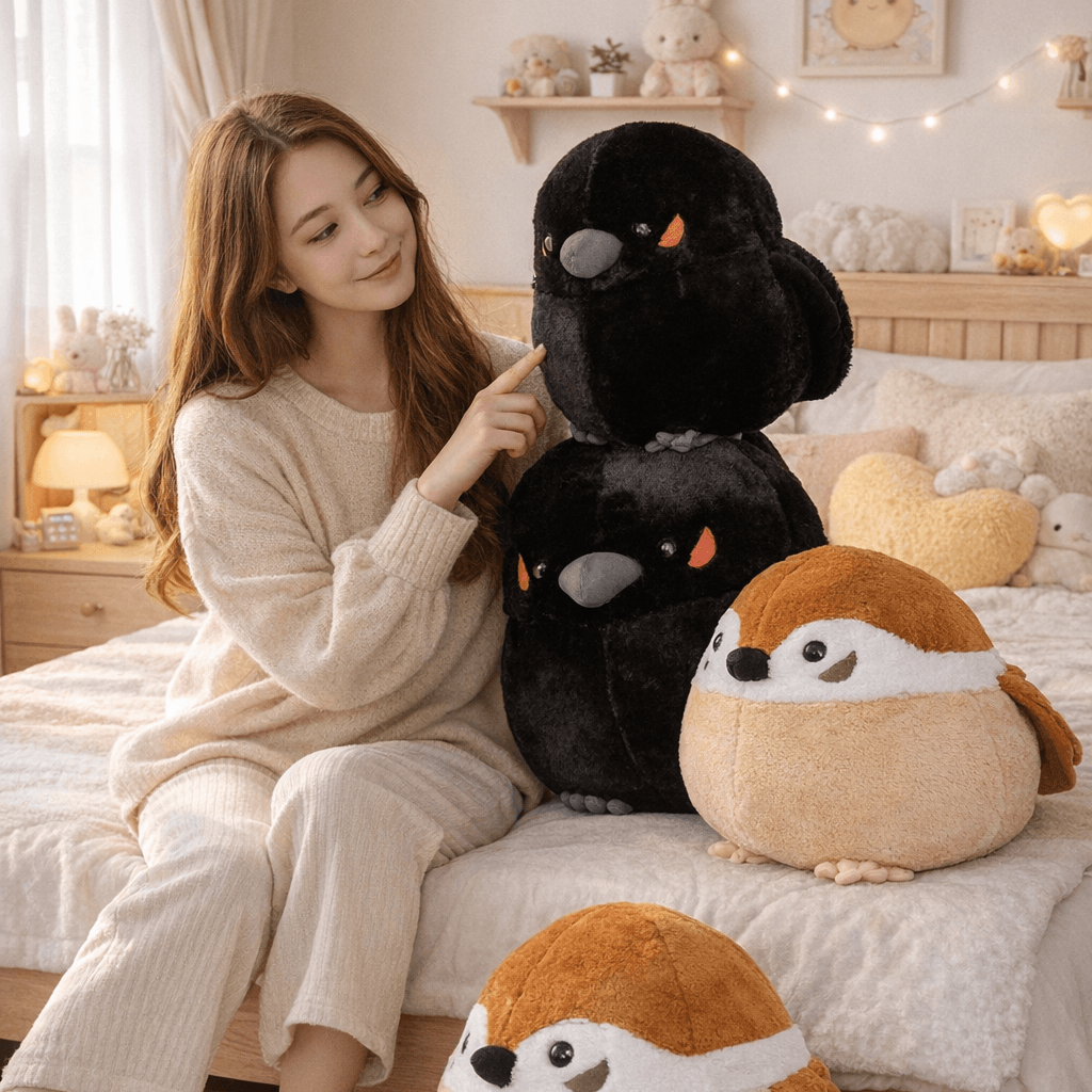 🐦🖤 ROUND CHONKY BIRD PLUSHIES