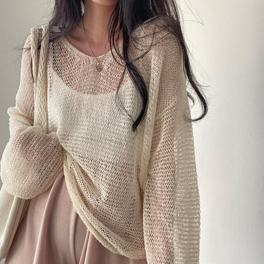 ✨ PASTEL NET KNIT SWEATER