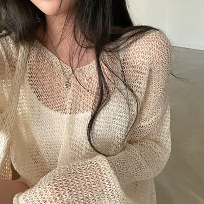 ✨ PASTEL NET KNIT SWEATER