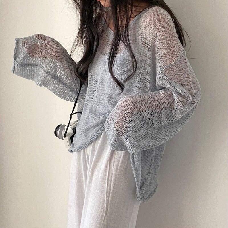 ✨ PASTEL NET KNIT SWEATER