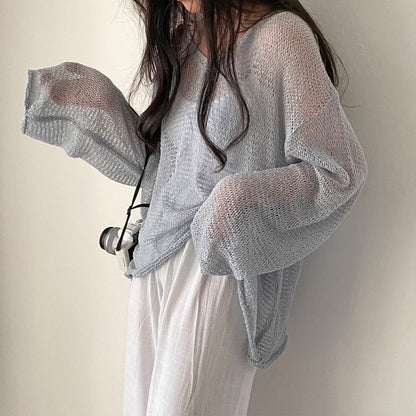 ✨ PASTEL NET KNIT SWEATER