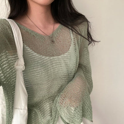 ✨ PASTEL NET KNIT SWEATER
